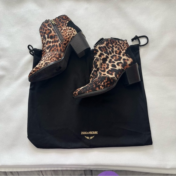 Zadig&Voltaire Molly leopard-print ankle boots Size 37 - Picture 4 of 14